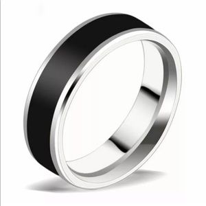 Titanium stainless Steel Ring Black Epoxy Unisex